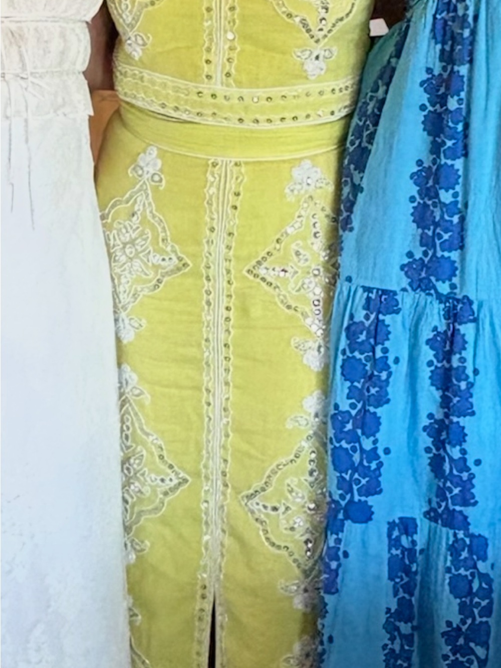 Asha Ashley McCormick Yellow Linen Embellished Skirt